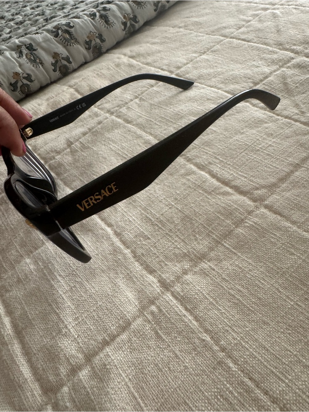 Versace Black Square Frame Glasses with Gold Medusa Accents - Picture 7 of 9